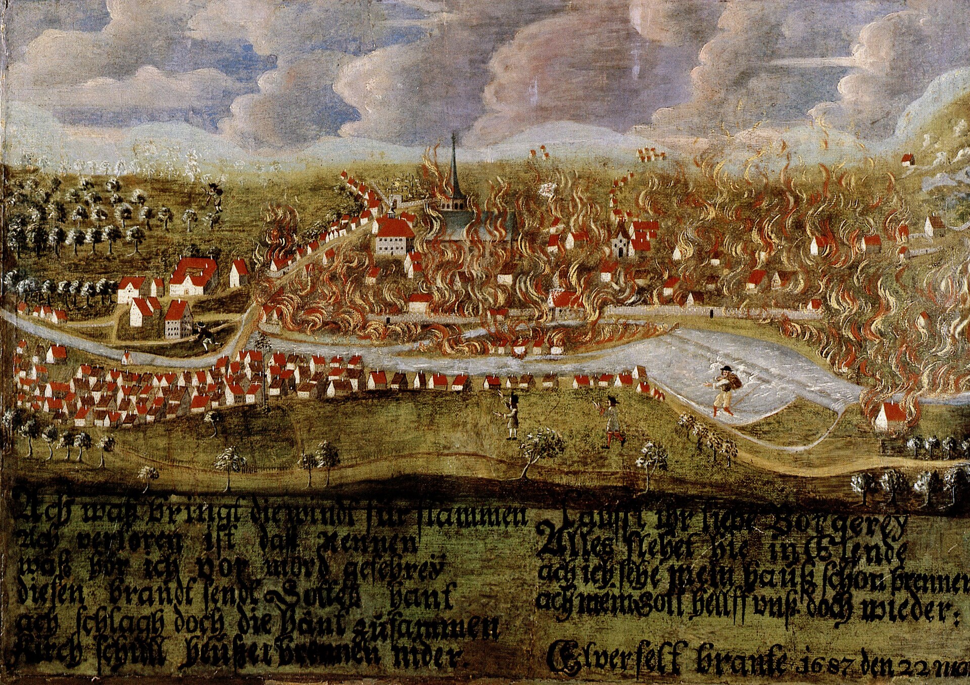 Stadtbrand von Elberfeld 1687, Gemälde um 1710